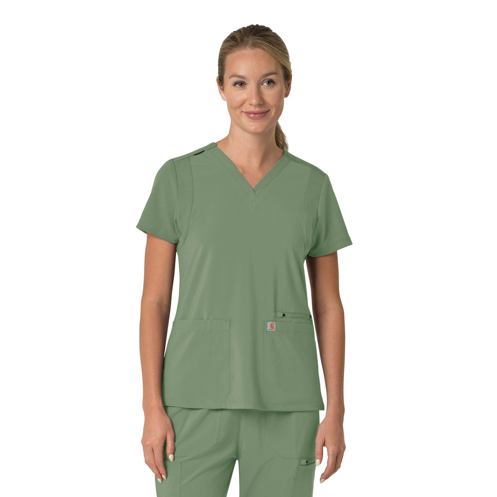 Force Cross-Flex C13210 Women's Flex Panel V-Neck Scrub Top Green Slate