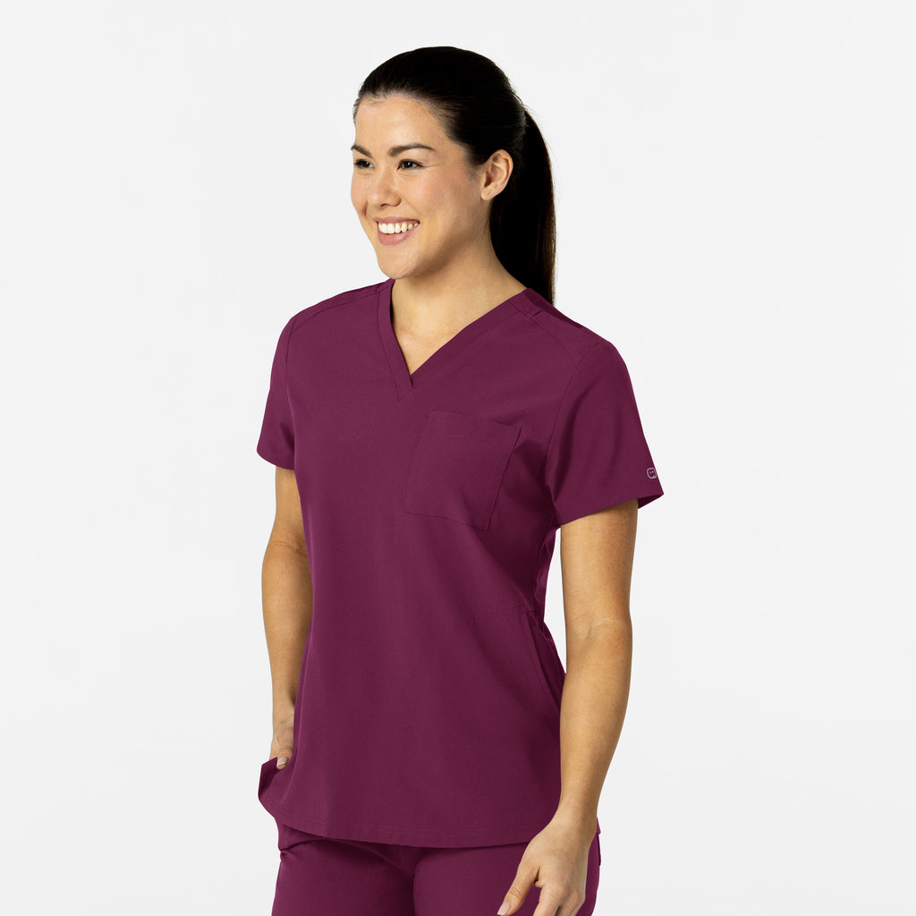 W123 6045 Flex-n-Reach V-Neck Scrub Top Wine