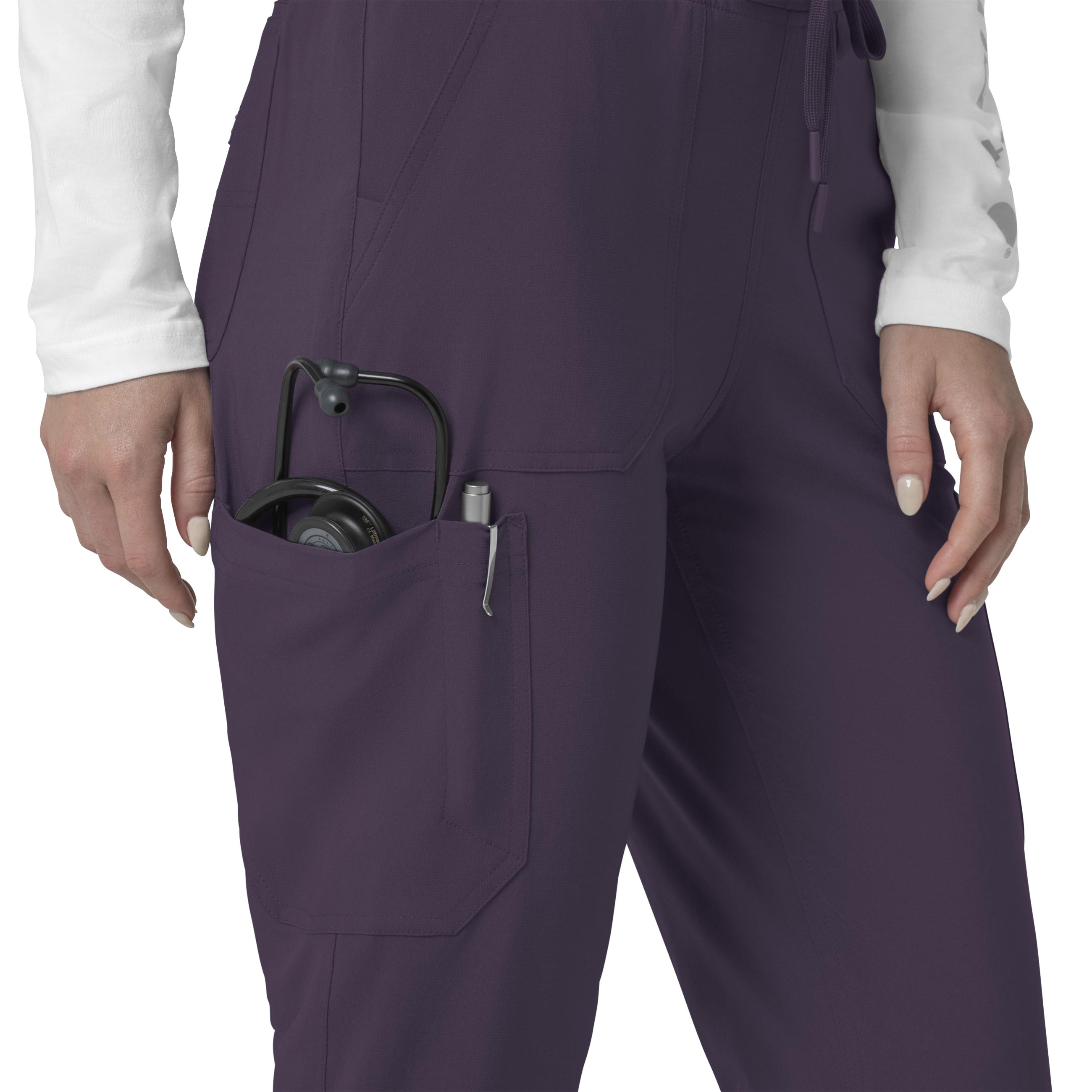Force Cross-Flex C53110 Cargo Jogger Scrub Pants Black Plum