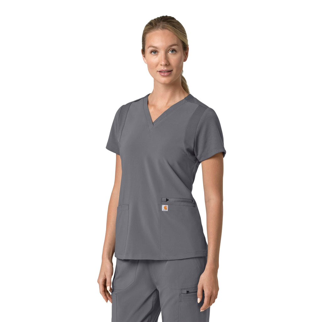 Force Cross-Flex C13210 Flex Panel V-Neck Scrub Top Pewter