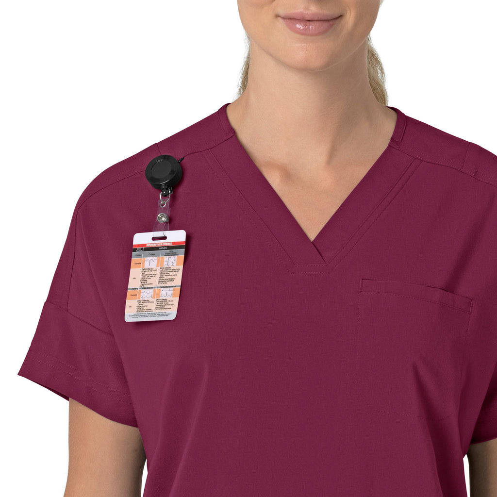 Force Cross-Flex C13110 Oversized V-Neck Scrub Top Wine