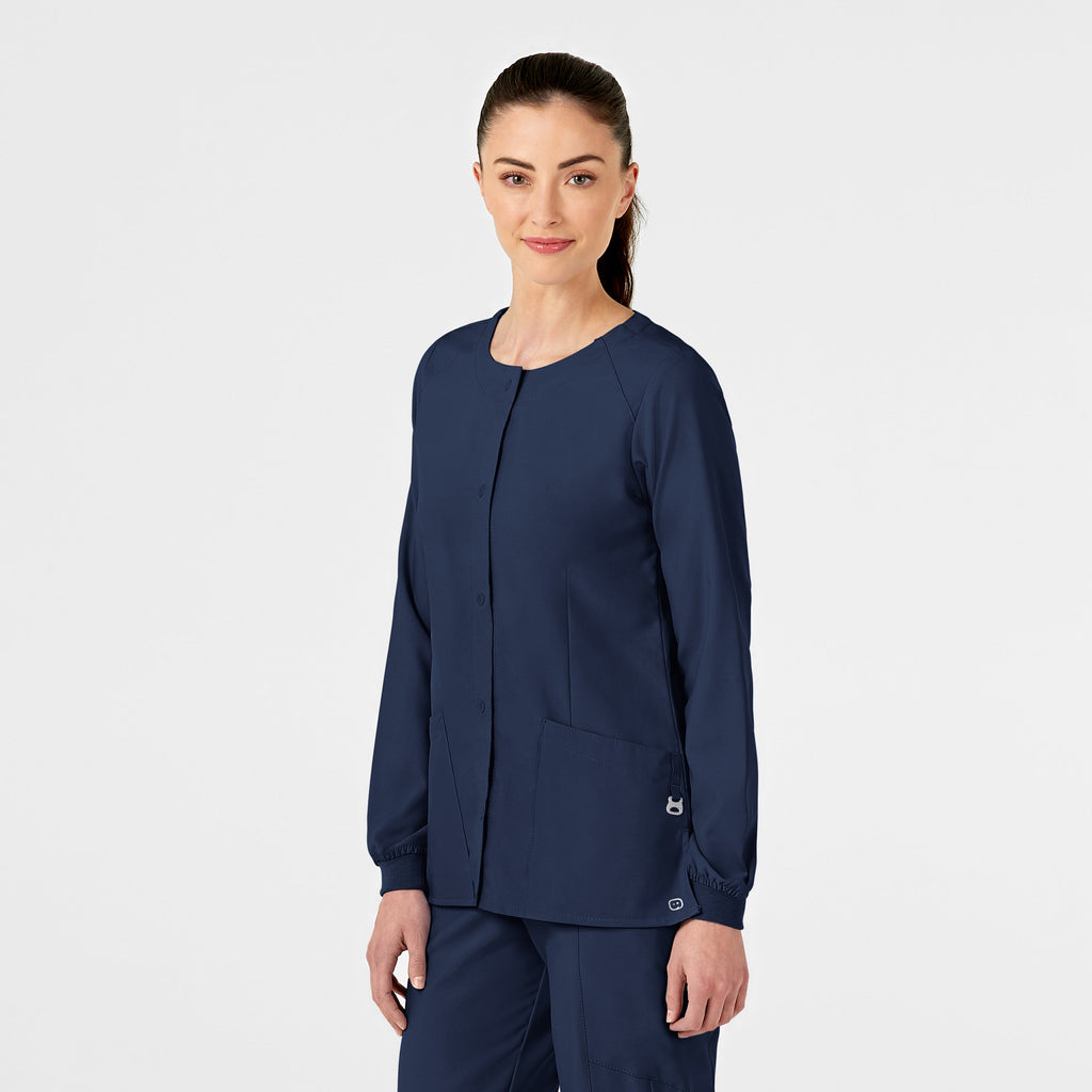 W123 8155 Crew Neck Warm Up Jacket Navy