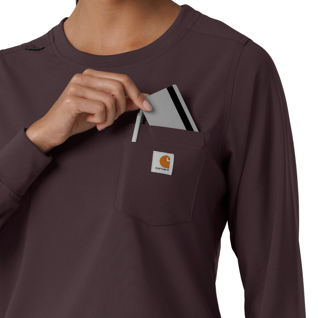 Force Cross-Flex C13610 Women's Crew Neck Long Sleeve Scrub Top Dark Sepia