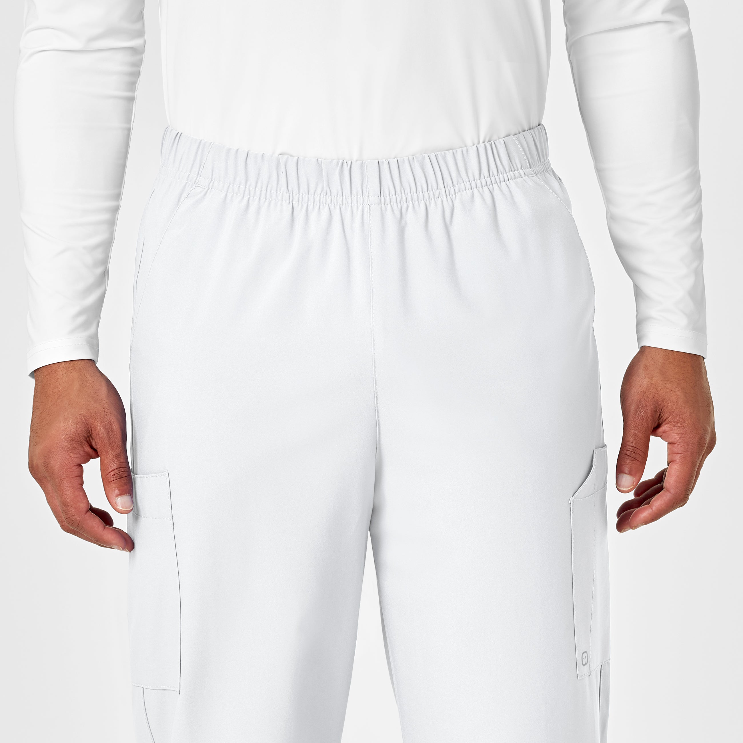 W123 5855 Unisex Multi-Cargo Scrub Pants White