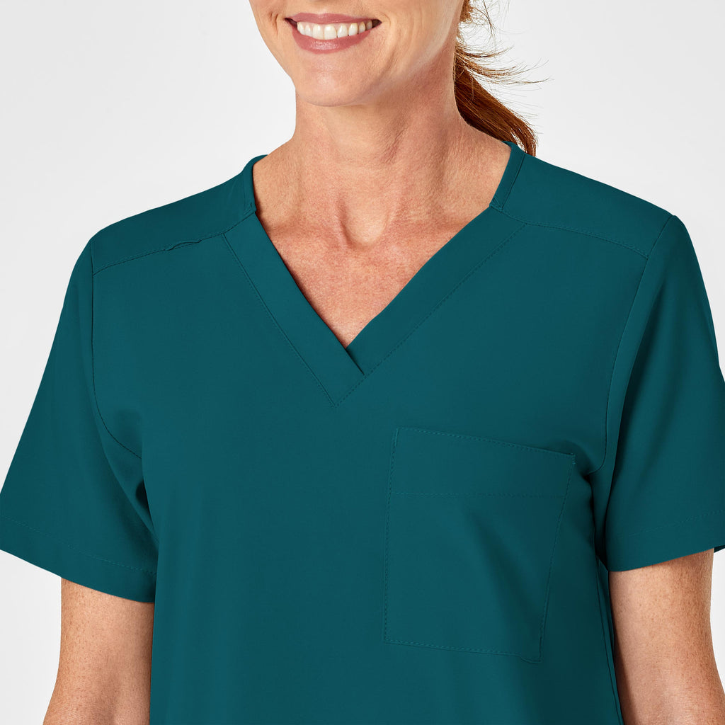 W123 6855 Unisex 4 Pocket Utility Scrub Top Caribbean Blue