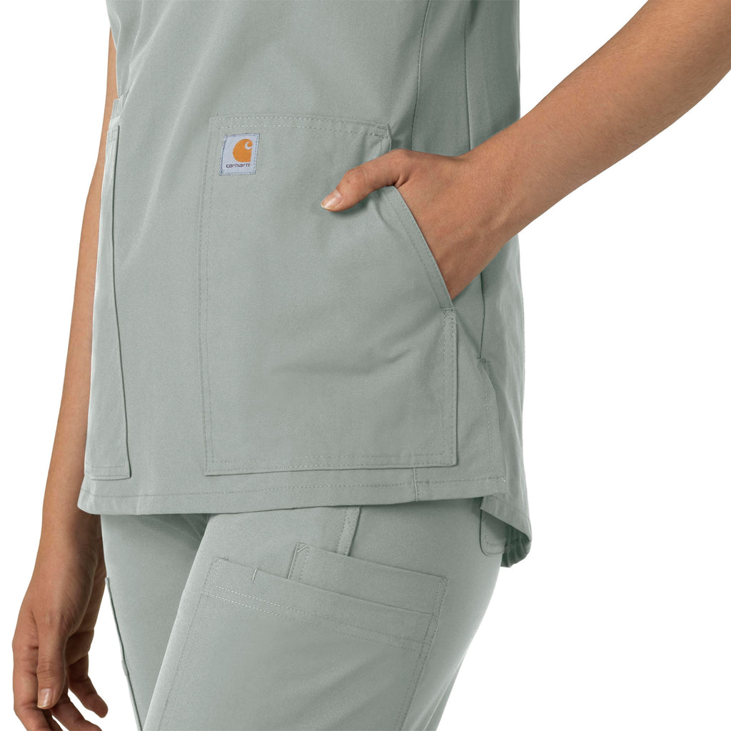 Force Essentials C12213 Notch Neck Tunic Scrub Top Grey