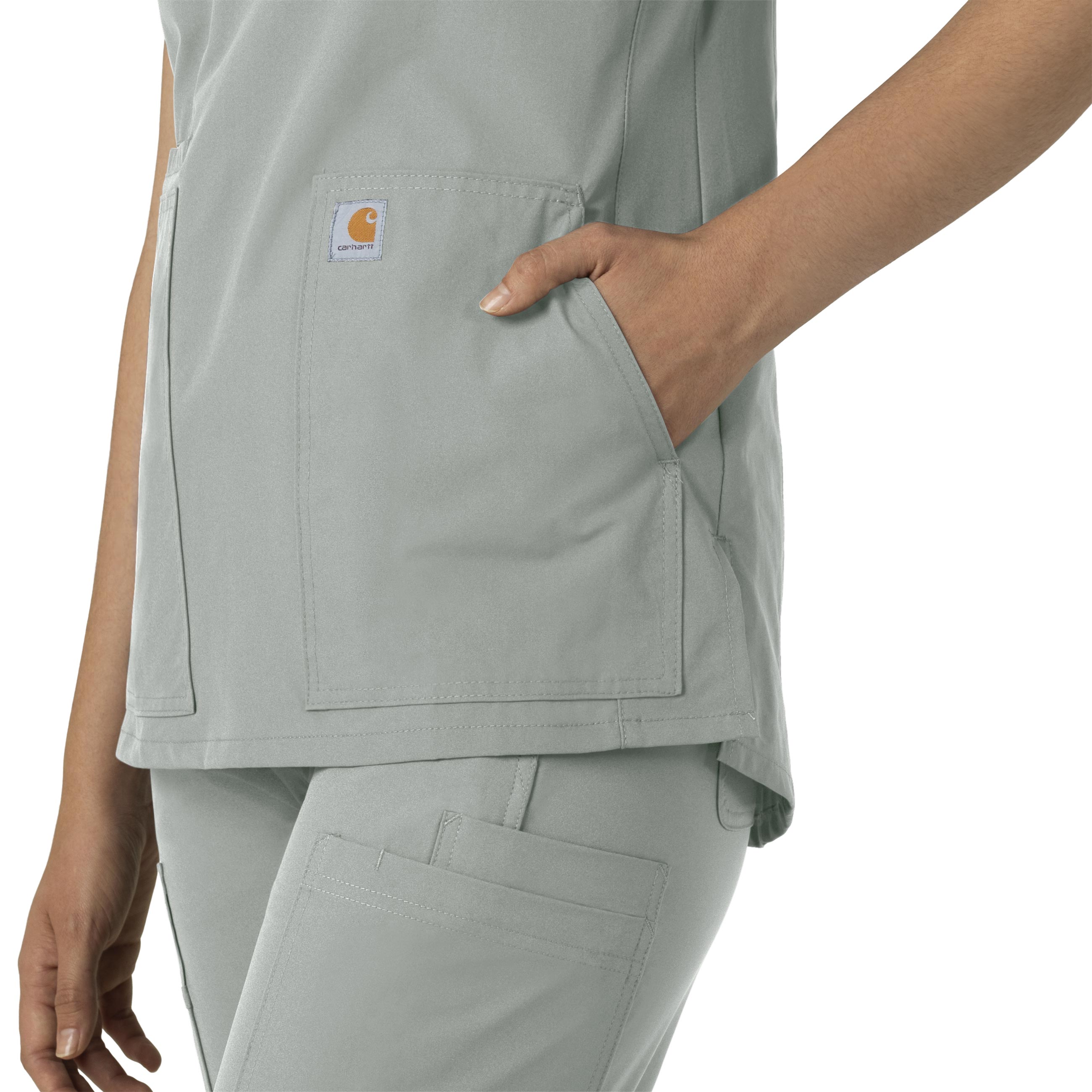 Force Essentials C12213 Notch Neck Tunic Scrub Top Grey