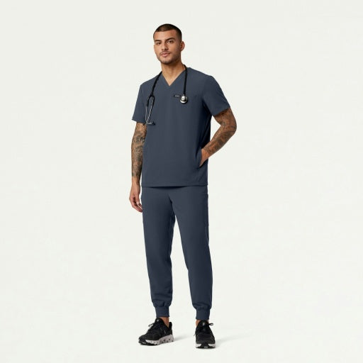 ULTRAlast M10002 Men's Platt 3-Pocket Scrub Top Carbon Gray