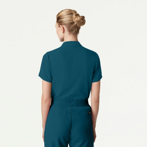 ULTRAlast W10006 Women's Savi Stand-Collar Scrub Top Caribbean Blue