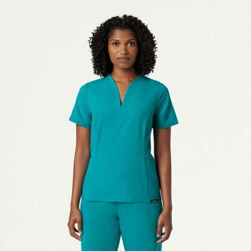 ULTRAlast W10003 Women's Calix Fit & Flare Scrub Top Teal