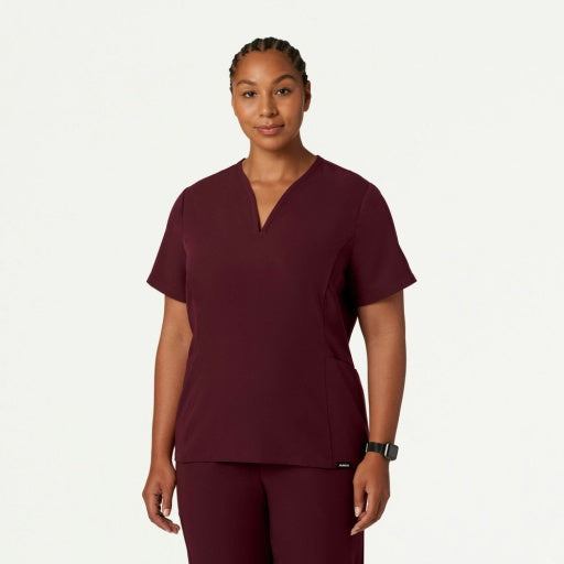 ULTRAlast W10003 Women's Calix Fit & Flare Scrub Top Burgundy