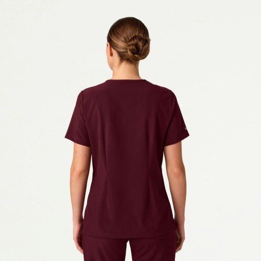 ULTRAlite W10040 Women's Rhena Slim 1-Pocket Scrub Top Burgundy