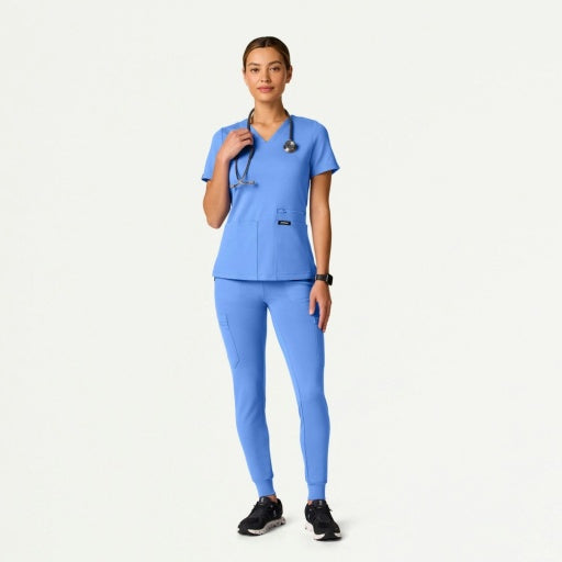 ULTRAsoft W40002 Women's Kait 10-Pocket Skinny Scrub Joggers Ceil Blue