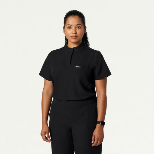 ULTRAlast W10006 Women's Savi Stand-Collar Scrub Top Black