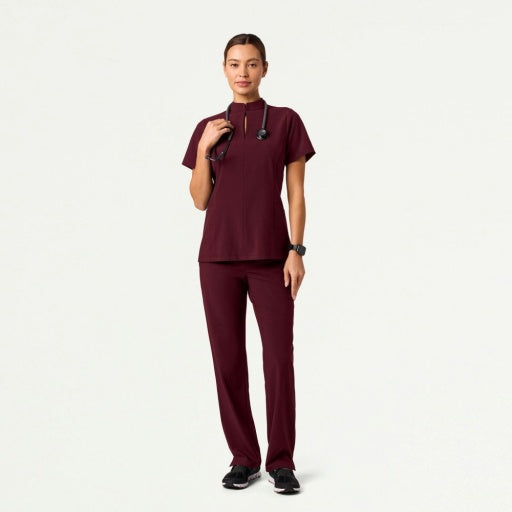 ULTRAlite W10039 Women's Aria Fit & Flare Scrub Top Burgundy
