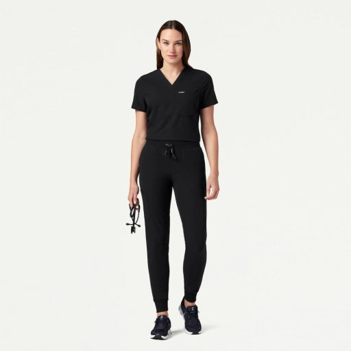 ULTRAlast W10013 Women's Rhena Slim 1-Pocket Scrub Top Black