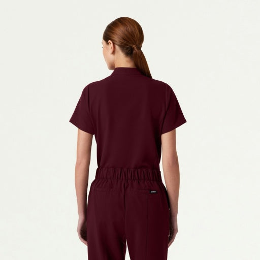 ULTRAlast W10006 Women's Savi Stand-Collar Scrub Top Burgundy