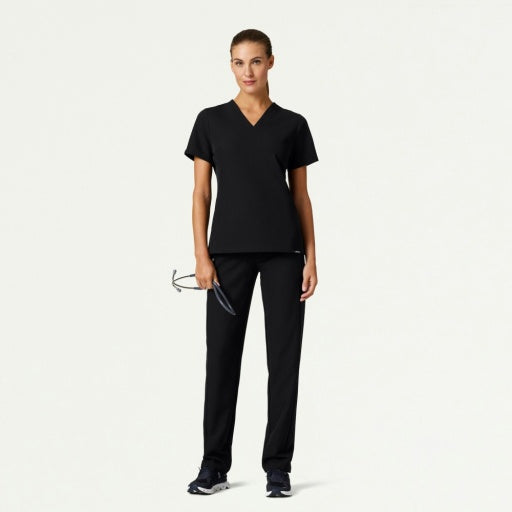 ULTRAlast W10009 Women's Carte Slim 2-Pocket Scrub Top Black