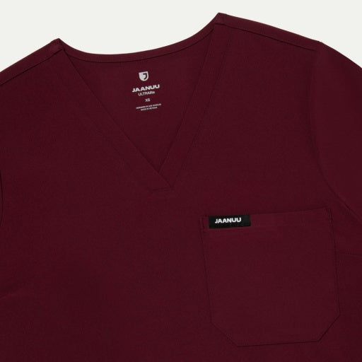 ULTRAlite W10040 Women's Rhena Slim 1-Pocket Scrub Top Burgundy