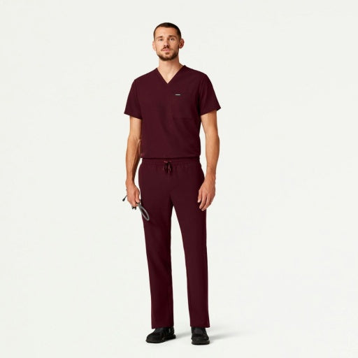 ULTRAlast M10001 Men's Holmes 1-Pocket Scrub Top Burgundy
