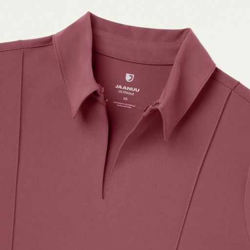 ULTRAlast W10035 Women's Carys Slim Modern Polo Scrub Top Rosewood