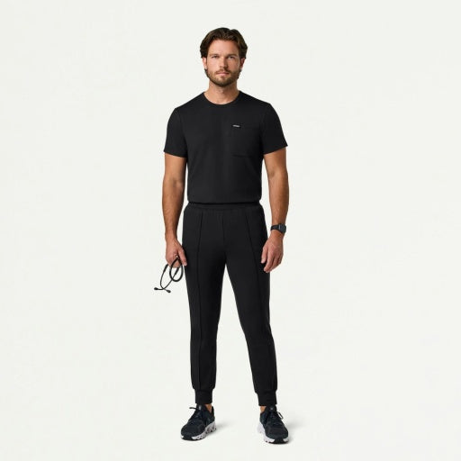 UltraSOFT M30003 Men's Finn Crewneck Scrub Top Black