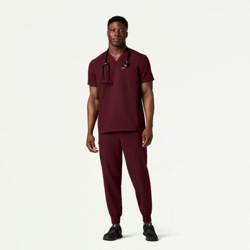 ULTRAlast M10002 Men's Platt 3-Pocket Scrub Top Burgundy