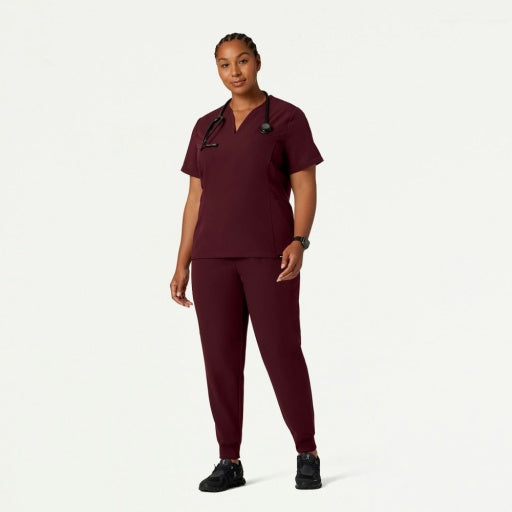 ULTRAlast W10003 Women's Calix Fit & Flare Scrub Top Burgundy