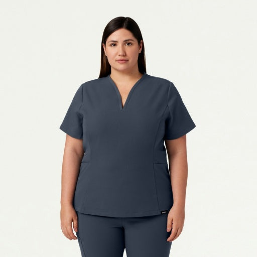ULTRAlast W10003 Women's Calix Fit & Flare Scrub Top Carbon Gray