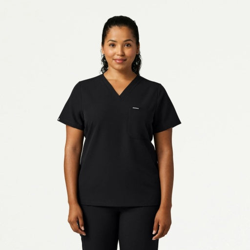 ULTRAlast W10013 Women's Rhena Slim 1-Pocket Scrub Top Black