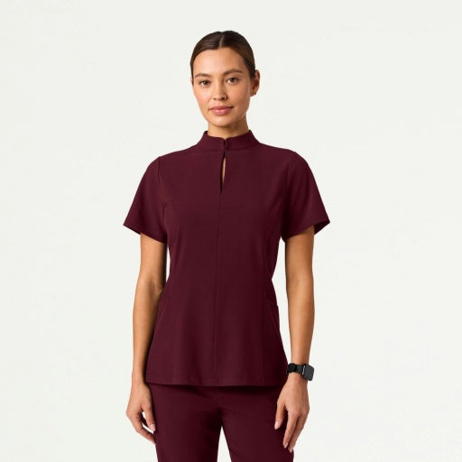 ULTRAlite W10039 Women's Aria Fit & Flare Scrub Top Burgundy