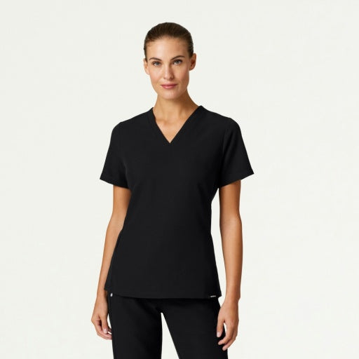ULTRAlast W10009 Women's Carte Slim 2-Pocket Scrub Top Black