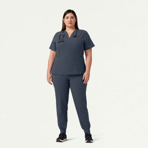 ULTRAlast W10003 Women's Calix Fit & Flare Scrub Top Carbon Gray