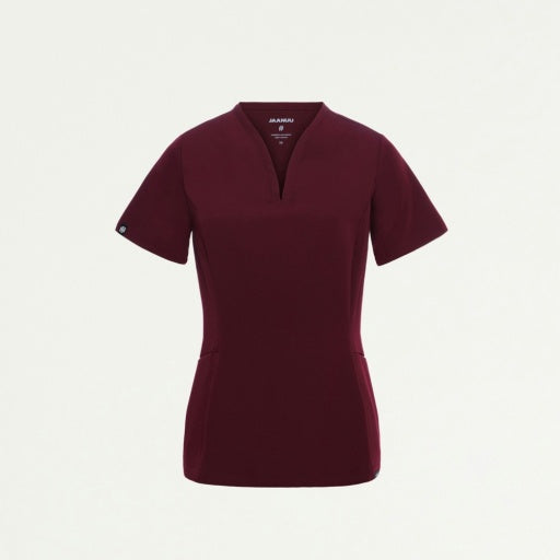ULTRAlast W10003 Women's Calix Fit & Flare Scrub Top Burgundy