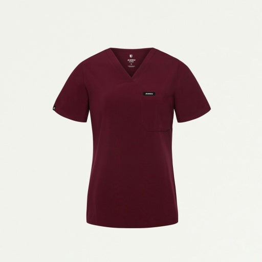 ULTRAlite W10040 Women's Rhena Slim 1-Pocket Scrub Top Burgundy