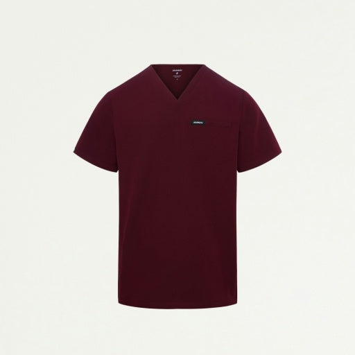 ULTRAlast M10002 Men's Platt 3-Pocket Scrub Top Burgundy
