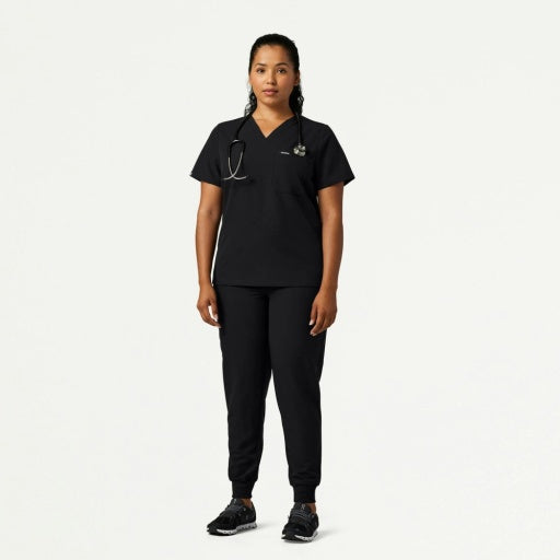 ULTRAlast W10013 Women's Rhena Slim 1-Pocket Scrub Top Black