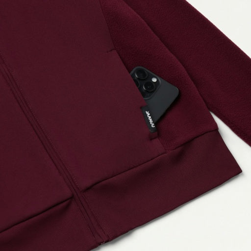 Hybrid Fleece W60018 Women's Cloud Hybrid Fleece Bomber Jacket Burgundy