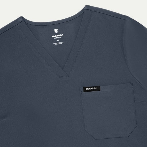 ULTRAlite W10040 Women's Rhena Slim 1-Pocket Scrub Top Carbon Gray