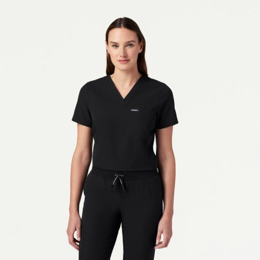 ULTRAlast W10013 Women's Rhena Slim 1-Pocket Scrub Top Black