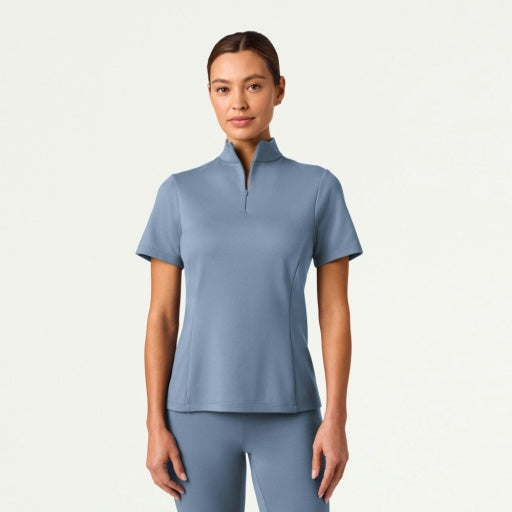ULTRAsoft W30015 Women's Astra Slim Half-Zip Scrub Top Storm Blue