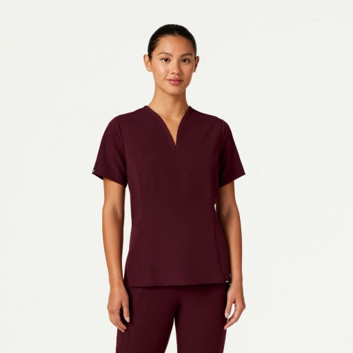 ULTRAlast W10003 Women's Calix Fit & Flare Scrub Top Burgundy