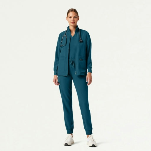 ULTRAlast W60001 Women's Ceri 6-Pocket Scrub Jacket Caribbean Blue