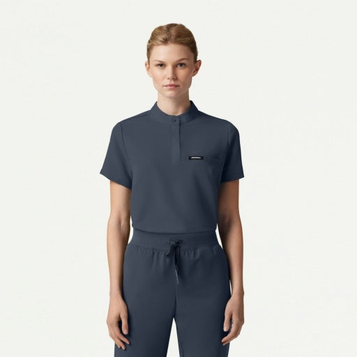 ULTRAlast W10006 Women's Savi Stand-Collar Scrub Top Carbon Gray