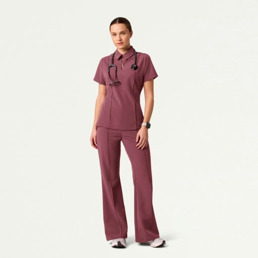 ULTRAlast W10035 Women's Carys Slim Modern Polo Scrub Top Rosewood