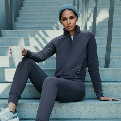 Hybrid Fleece W60018 Women's Cloud Hybrid Fleece Bomber Jacket Carbon Gray