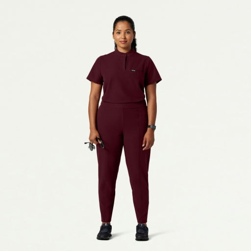ULTRAlast W10006 Women's Savi Stand-Collar Scrub Top Burgundy