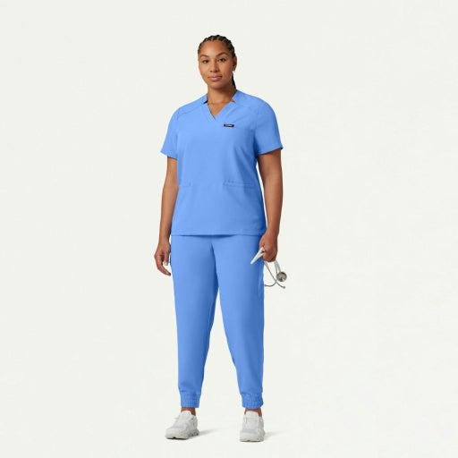 ULTRAlast W10002 Women's Helia Notched V-Neck Scrub Top Ceil Blue