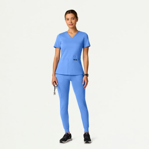 ULTRAsoft W30014 Women's Kass Slim 4-Pocket Scrub Top Ceil Blue