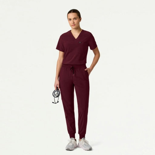 ULTRAlite W10040 Women's Rhena Slim 1-Pocket Scrub Top Burgundy